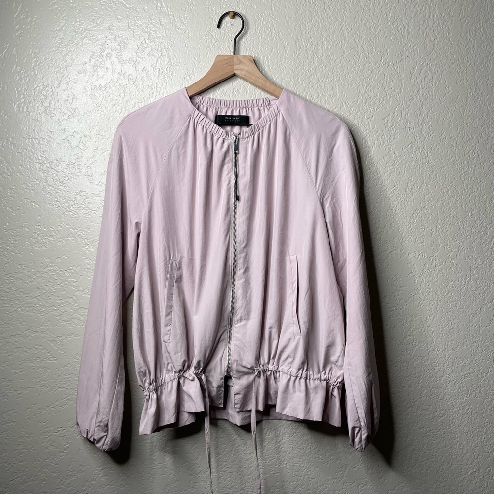Zara Basic Outwear Pink Windbreaker Scrunched Waist - Picture 3 of 10